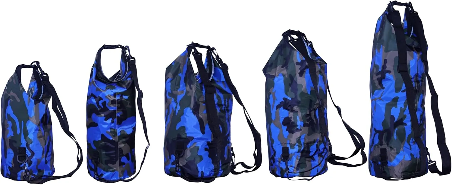 Waterproof Dry Bag Combo 5-30L Roll Top Dry Storage Bag Backpack for Kayaking Boating Beach Camping Travel Fishing, w/Phone Case & Collapsible Water Bottle & Sunglasses & Ear Band,Blue 30L