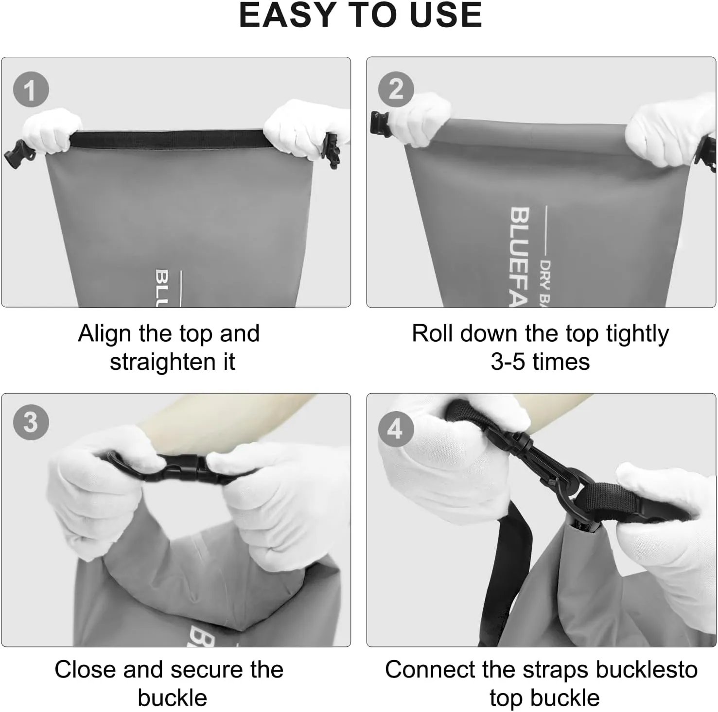 Waterproof Dry Bag Floating Dry Sack Roll Top Dry Backpack for Kayaking, Rafting, Boating, SUP, Fishing with IPX8 Waterproof Phone Case, Grey, 20L
