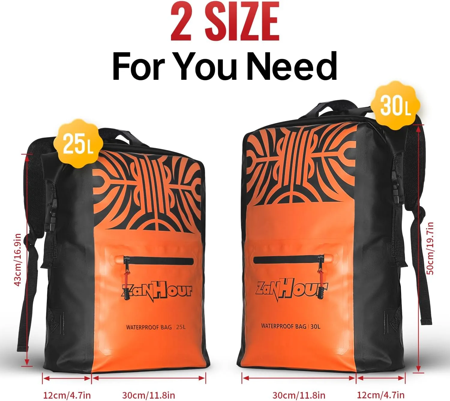 Waterproof Dry Bag with Roll Top - 25L /30L Waterproof Backpack for Kayaking, Swimming, Beach, Hiking