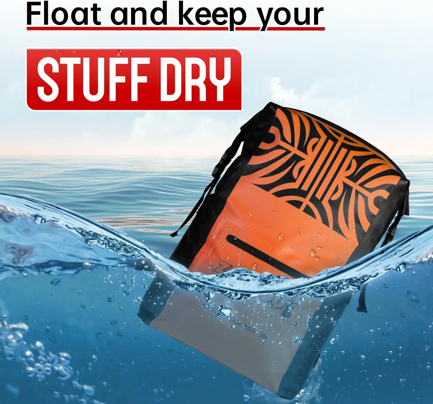 Waterproof Dry Bag with Roll Top - 25L /30L Waterproof Backpack for Kayaking, Swimming, Beach, Hiking