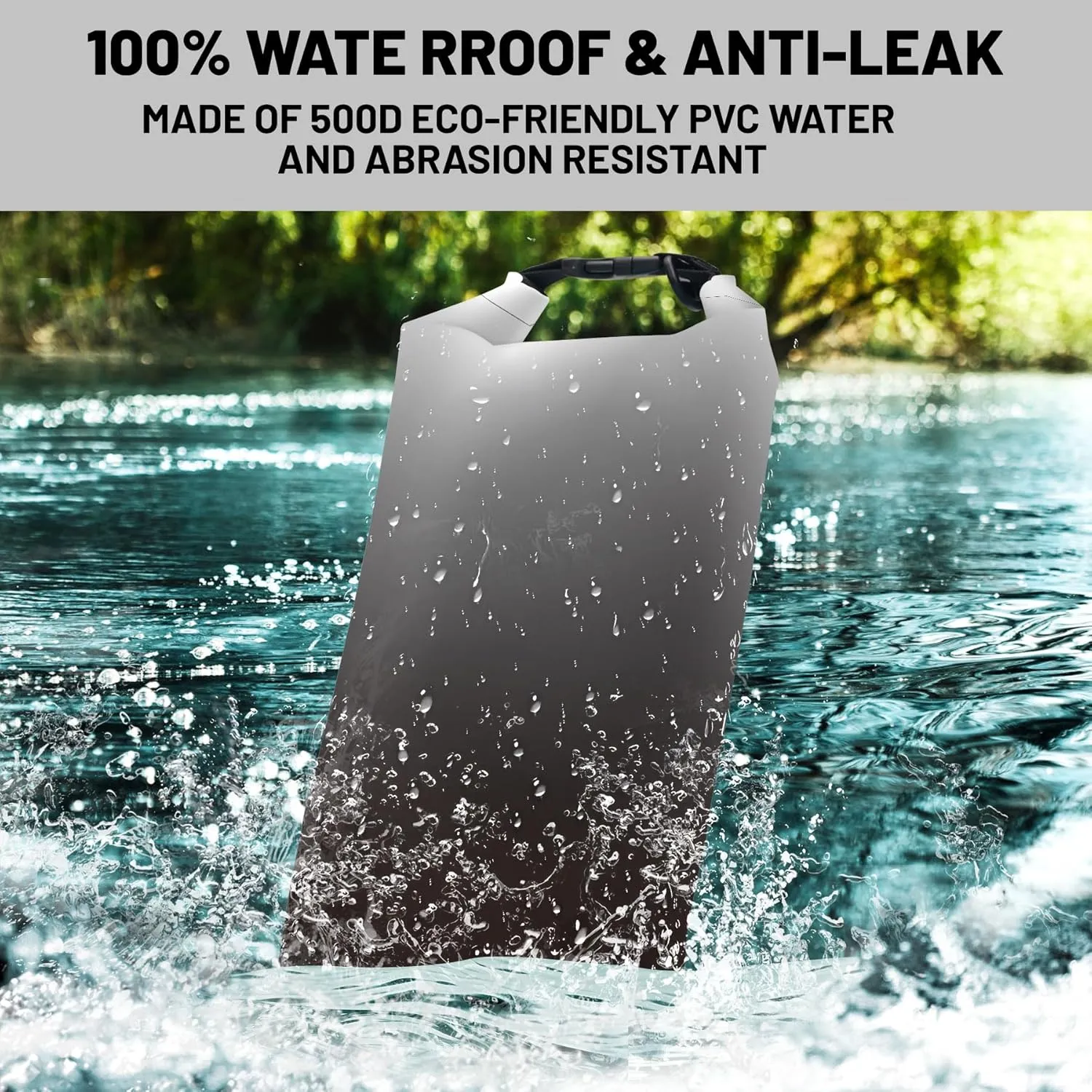 Waterproof Dry Bag,Roll Top Black Gray Ombre Small Waterproof Backpack 5L/10L/20L Floating and Lightweight Bags for Kayaking, Boating, Fishing, Swimming and Camping