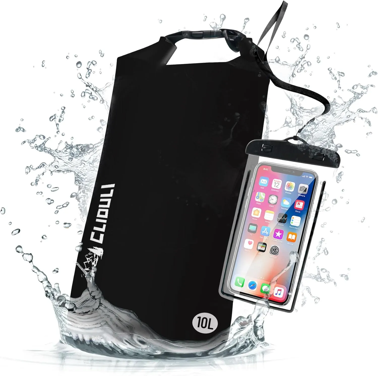 Waterproof Dry Bag,Roll Top Black Small Waterproof Backpack 2L/5L/10L/20L/30L/40L Floating Lightweight Bags for Kayaking, Boating, Fishing, Swimming Camping