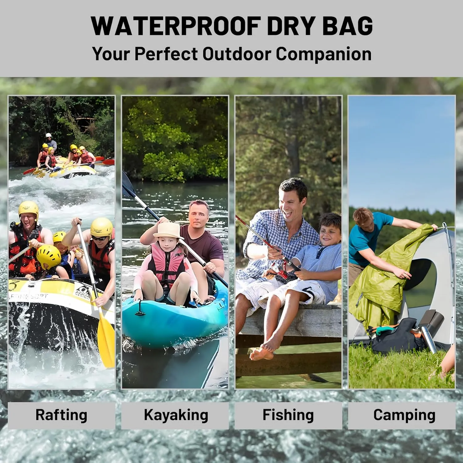 Waterproof Dry Bag,Roll Top Black Small Waterproof Backpack 2L/5L/10L/20L/30L/40L Floating Lightweight Bags for Kayaking, Boating, Fishing, Swimming Camping