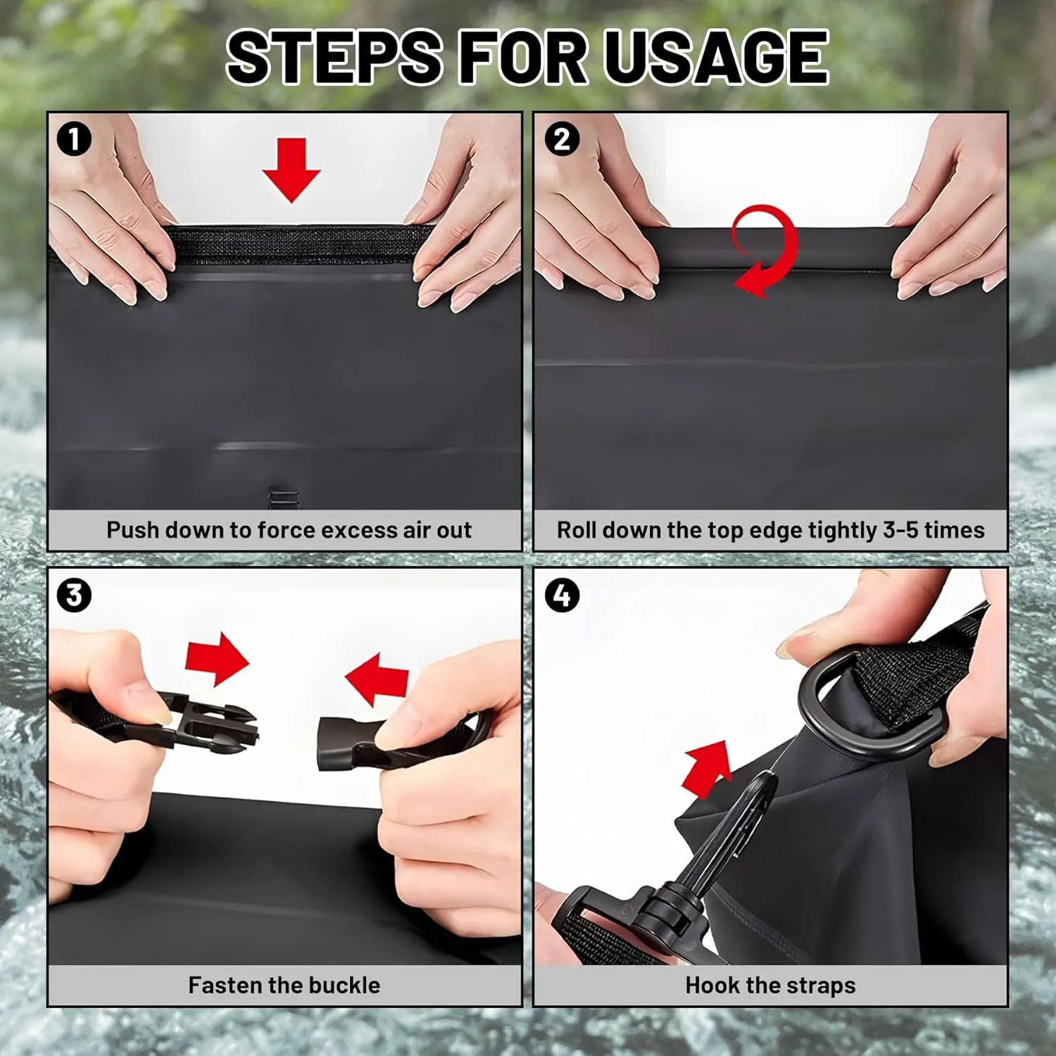 Waterproof Dry Bag,Roll Top Black Small Waterproof Backpack 2L/5L/10L/20L/30L/40L Floating Lightweight Bags for Kayaking, Boating, Fishing, Swimming Camping