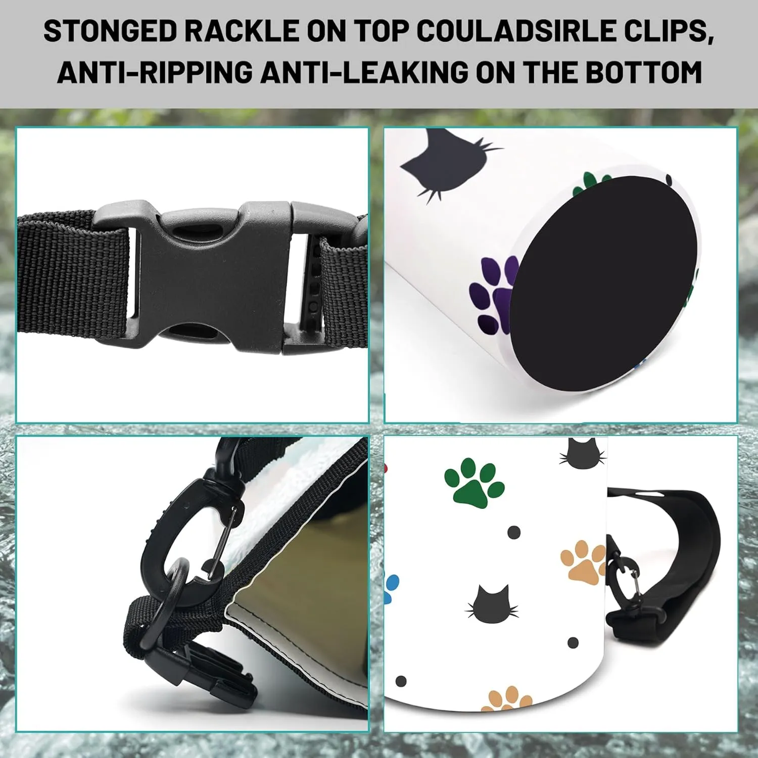Waterproof Dry Bag,Roll Top Colorful Cartoon Cat Pawprints Waterproof Backpack 5L/10L/20L Floating and Lightweight Bags for Kayaking, Boating, Fishing, Swimming and Camping