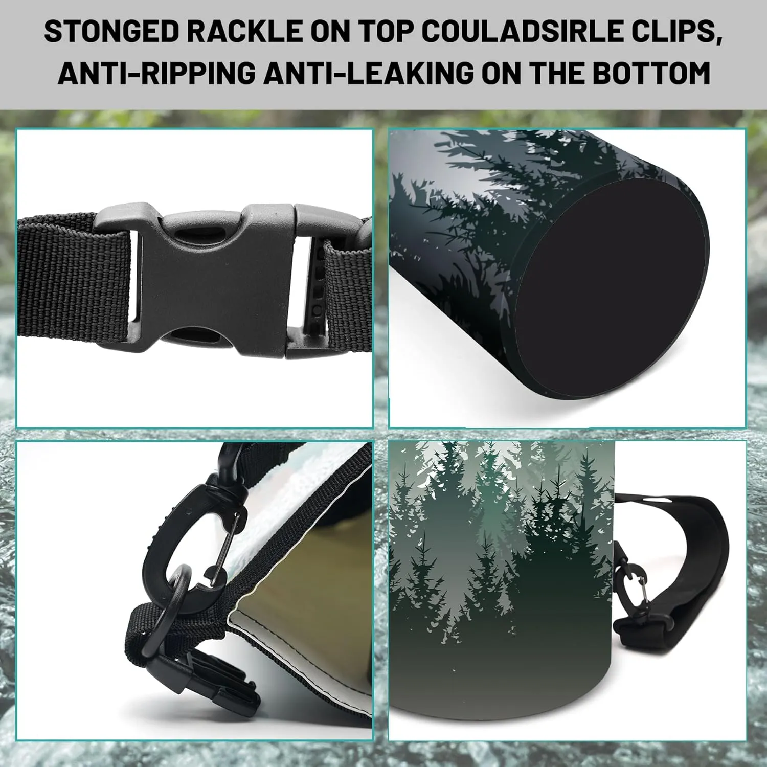 Waterproof Dry Bag,Roll Top Green Forest Waterproof Backpack 5L/10L/20L Floating and Lightweight Bags for Kayaking, Boating, Fishing, Swimming and Camping