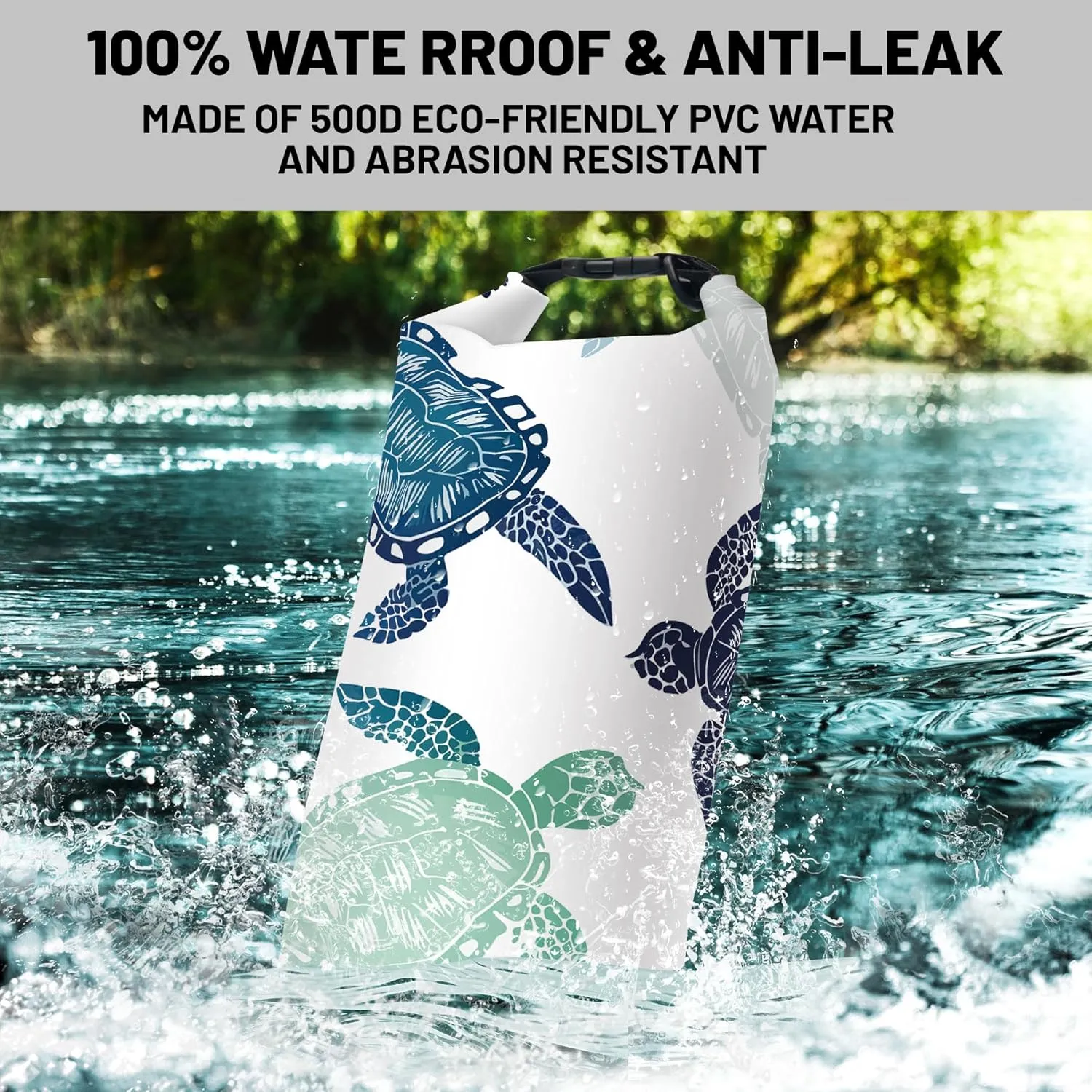 Waterproof Dry Bag,Roll Top Sea Turtle Small Waterproof Backpack 5L/10L/20L Floating and Lightweight Bags for Kayaking, Boating, Fishing, Swimming and Camping