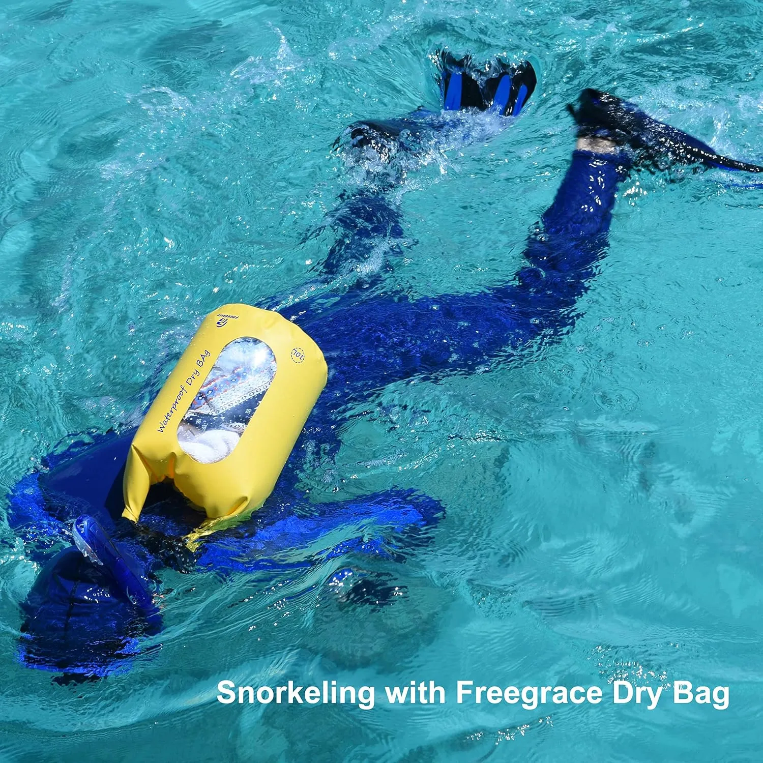 Waterproof Dry Bags Set of 3 Dry Bag with 2 Zip Lock Seals & Detachable Shoulder Strap, Waist Pouch & Phone Case - Can Be Submerged Into Water - for Swimming (Yellow(Window), 10L)