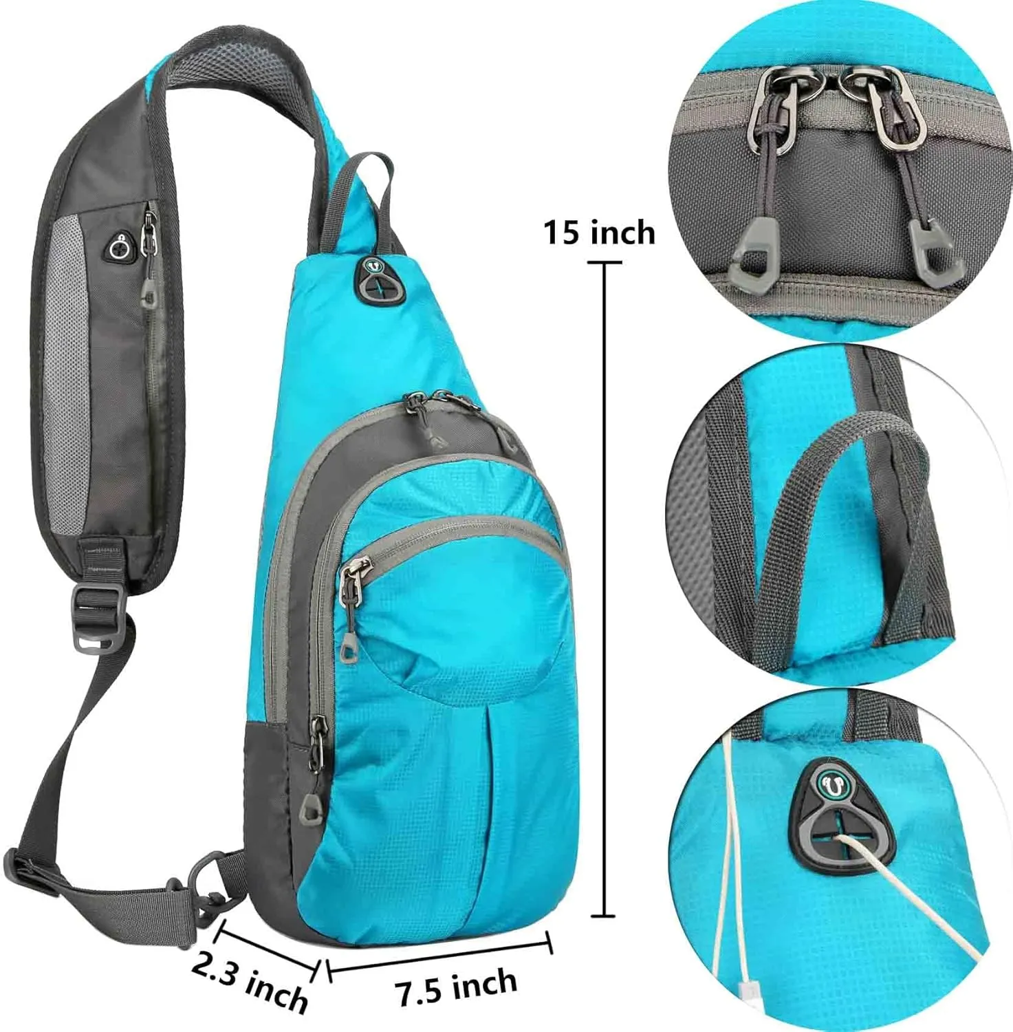 Waterproof Nylon Chest Sling Bag Crossbody Daypack for Men Women 5L Sport Outdoor Travel Hiking