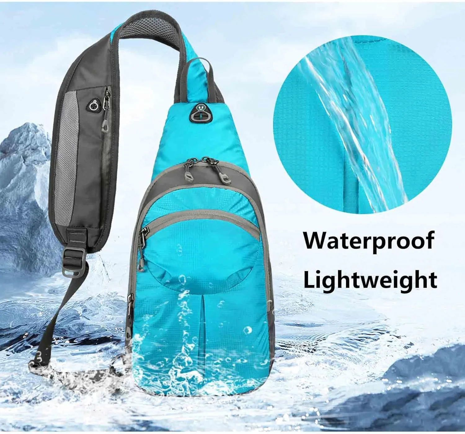 Waterproof Nylon Chest Sling Bag Crossbody Daypack for Men Women 5L Sport Outdoor Travel Hiking