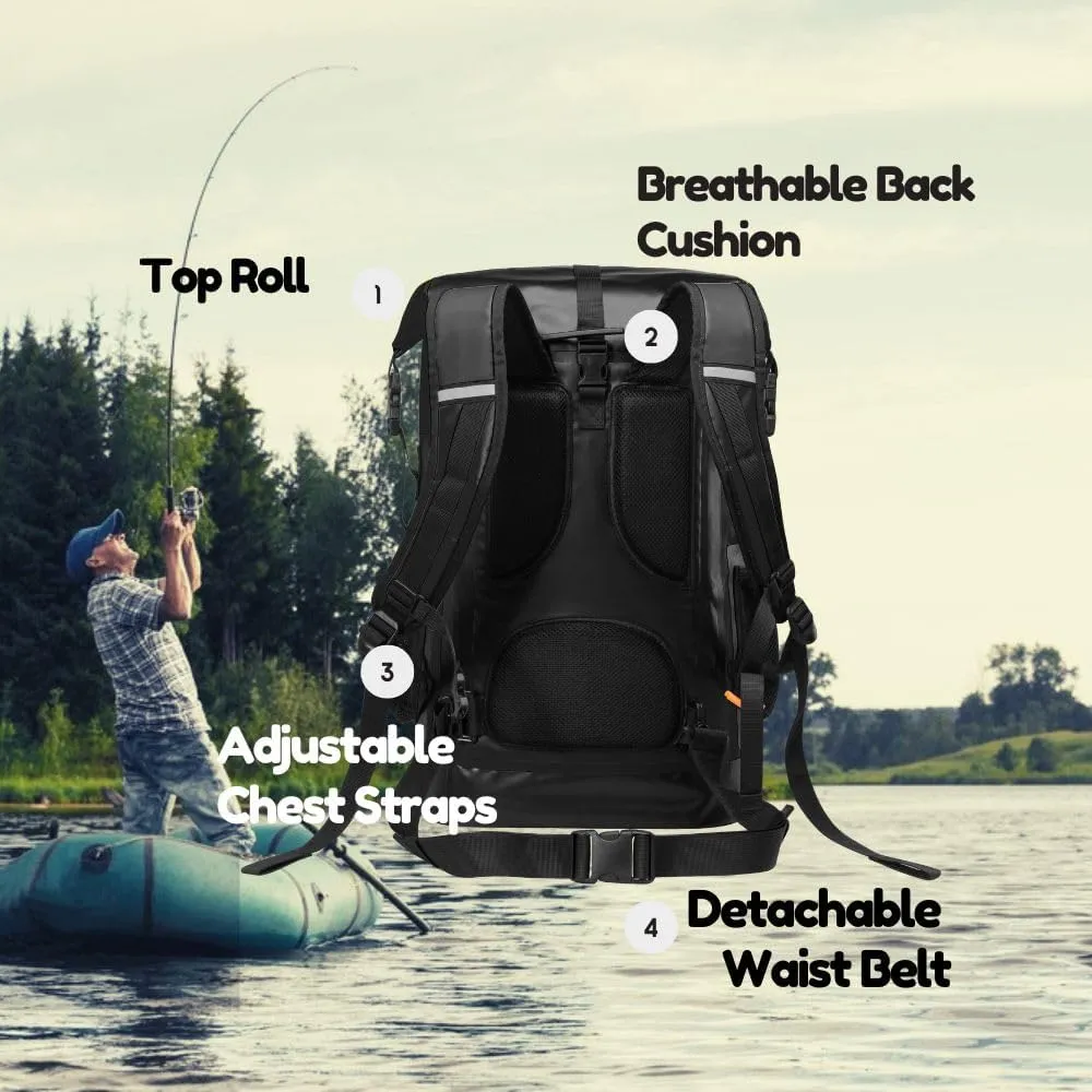 Waterproof Roll Top Kayak Dry Backpack, Floating Outdoor Dry Sack Boating Sailing Canoeing Rafting Fishing Camping 85L Black