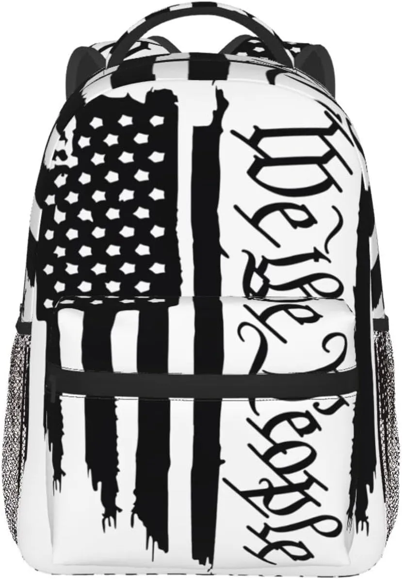 We the People American Flag Casual Backpacks Sport Backpack Travel Rucksack Canvas Daypack Workout Bags with Pockets for Gym Working Hiking