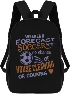 Weekend Forecast Soccer Casual Backpack 17 Inch Travel Hiking Laptop Business Bag Unisex Gift for Outdoor Work Camping
