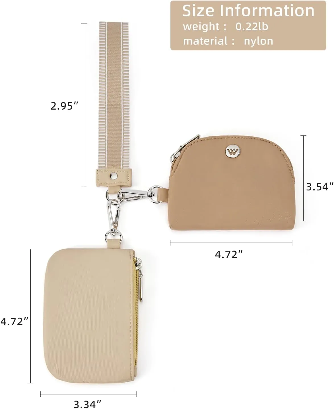 WESTBRONCO Mini Keychain Wristlet Wallets for Women Portable Dual Pouch Wristlet Detachable Quilted Nylon Coin Purse Pocket for Travel Sports Outdoors