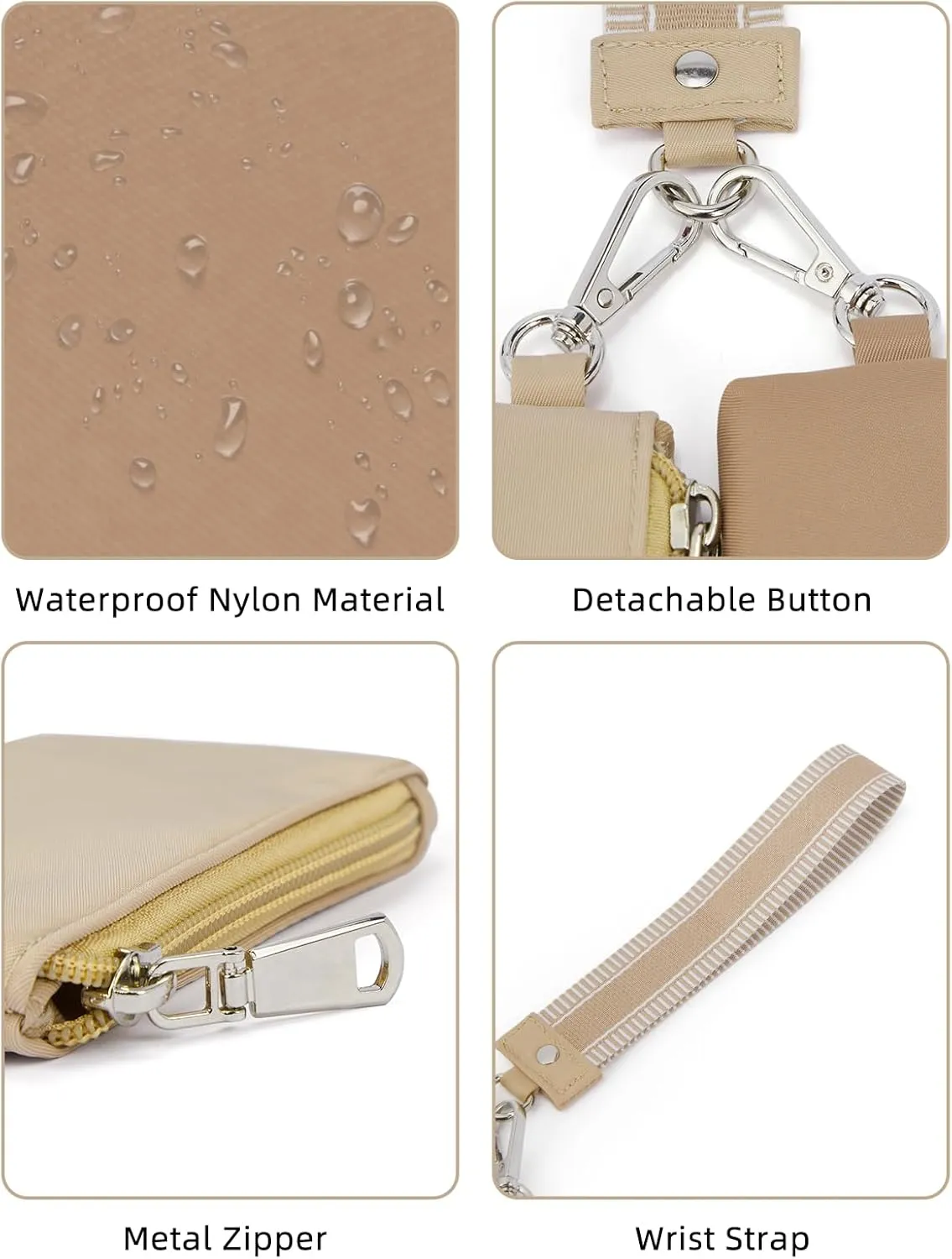 WESTBRONCO Mini Keychain Wristlet Wallets for Women Portable Dual Pouch Wristlet Detachable Quilted Nylon Coin Purse Pocket for Travel Sports Outdoors