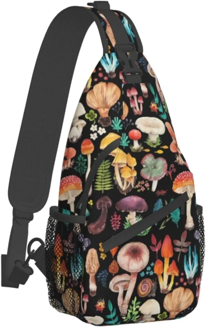 Wild Mushroom Sling Bag,Multipurpose Crossbody Backpack Shoulder Chest Bag for Women Men Travel Hiking Daypack
