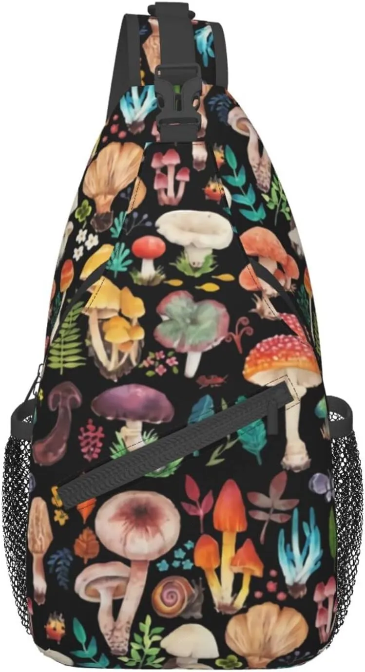 Wild Mushroom Sling Bag,Multipurpose Crossbody Backpack Shoulder Chest Bag for Women Men Travel Hiking Daypack