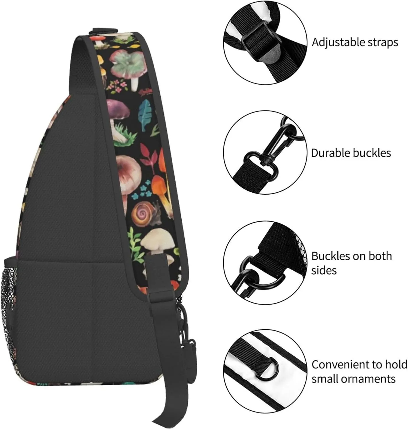 Wild Mushroom Sling Bag,Multipurpose Crossbody Backpack Shoulder Chest Bag for Women Men Travel Hiking Daypack