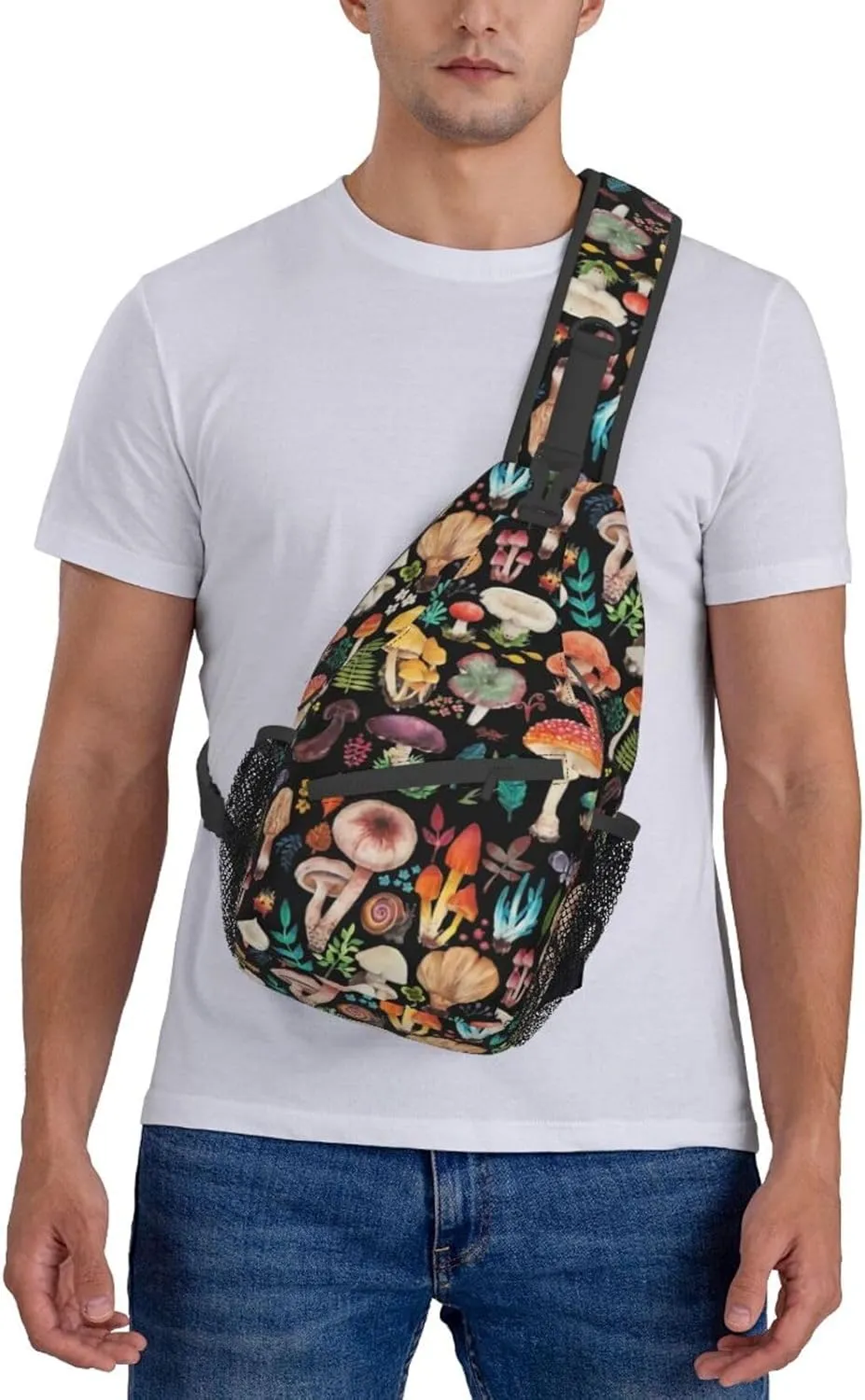 Wild Mushroom Sling Bag,Multipurpose Crossbody Backpack Shoulder Chest Bag for Women Men Travel Hiking Daypack