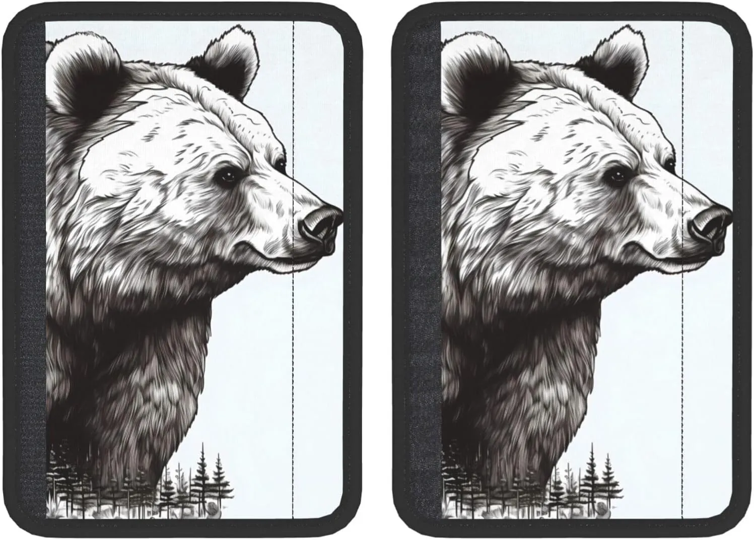 Wildlife Hand Drawn Bear Animal Car Seat Belt Pad 2 Pack Universal Fit Seatbelt Cover Soft and Comfortable Backpack Shoulder Pad Adjustable Neck Cushion Protector Harness Pad for Car Bag