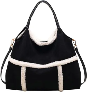 Winter Fall Retro Fluffy Shoulder Bag - Suede Hobo With Faux Fur Lining, Underarm Trendy Dumpling Crossbody