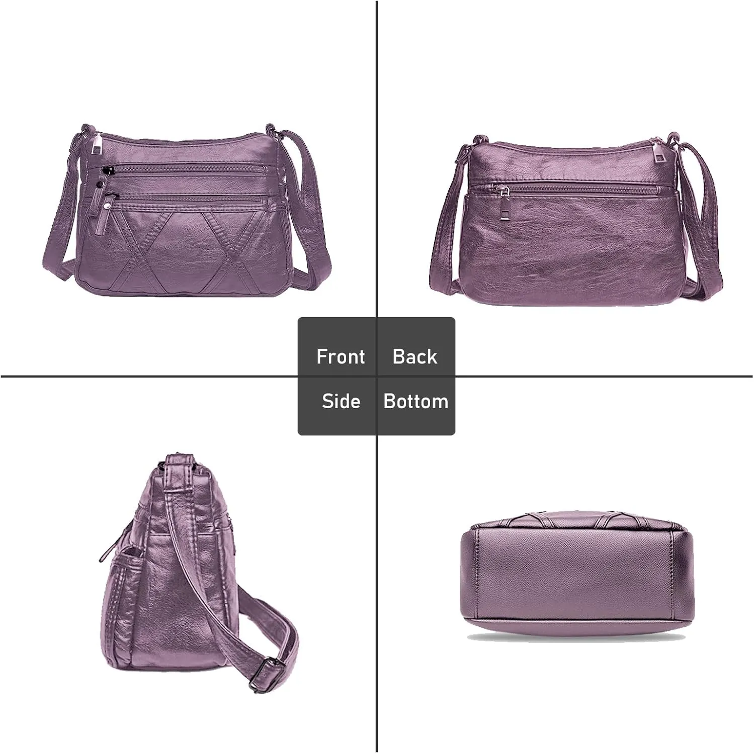 WITERY Women Soft PU Leather Crossboby Bag - Lightweight Multi-Pocket Shoulder Bag Pocketbooks Ladies Medium Purses Handbag