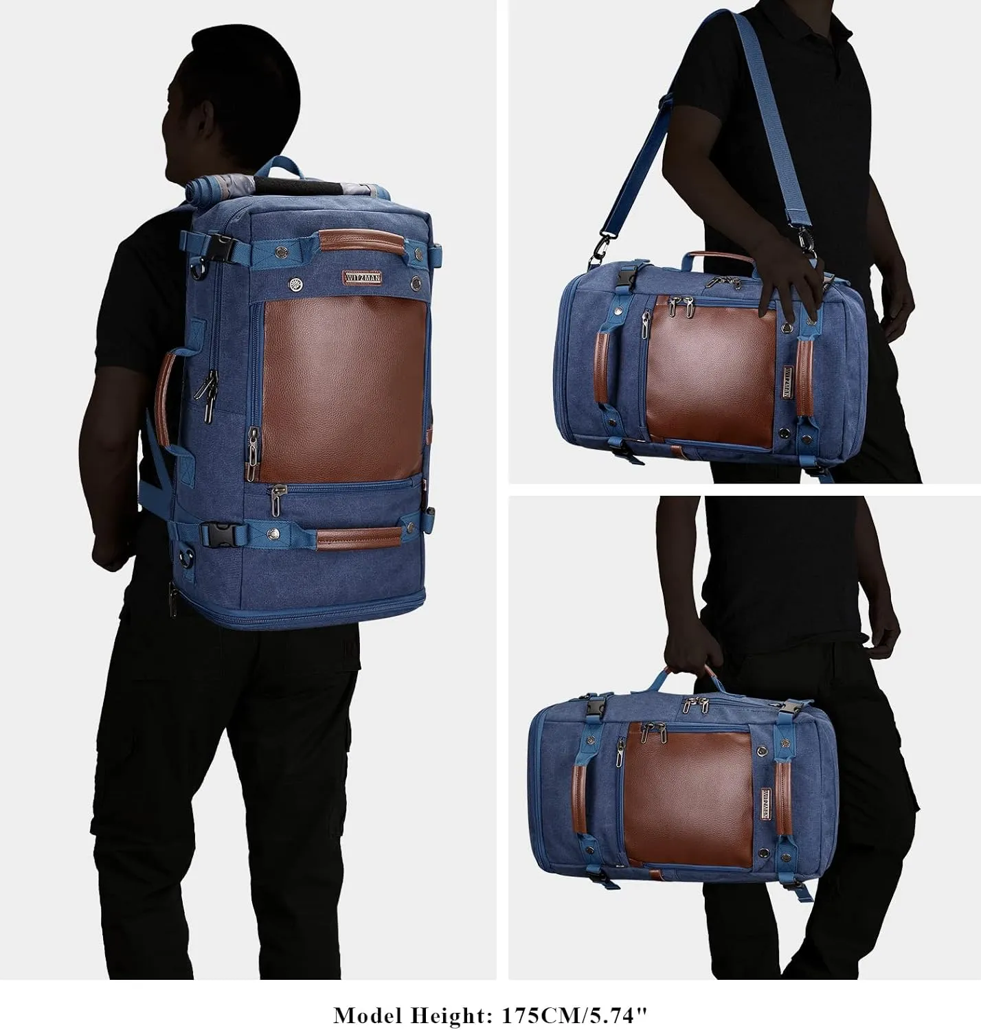 WITZMAN Travel Backpack for Men Women Carry on Luggage Backpack Canvas Rucksack Duffel bag with Shoe Compartment