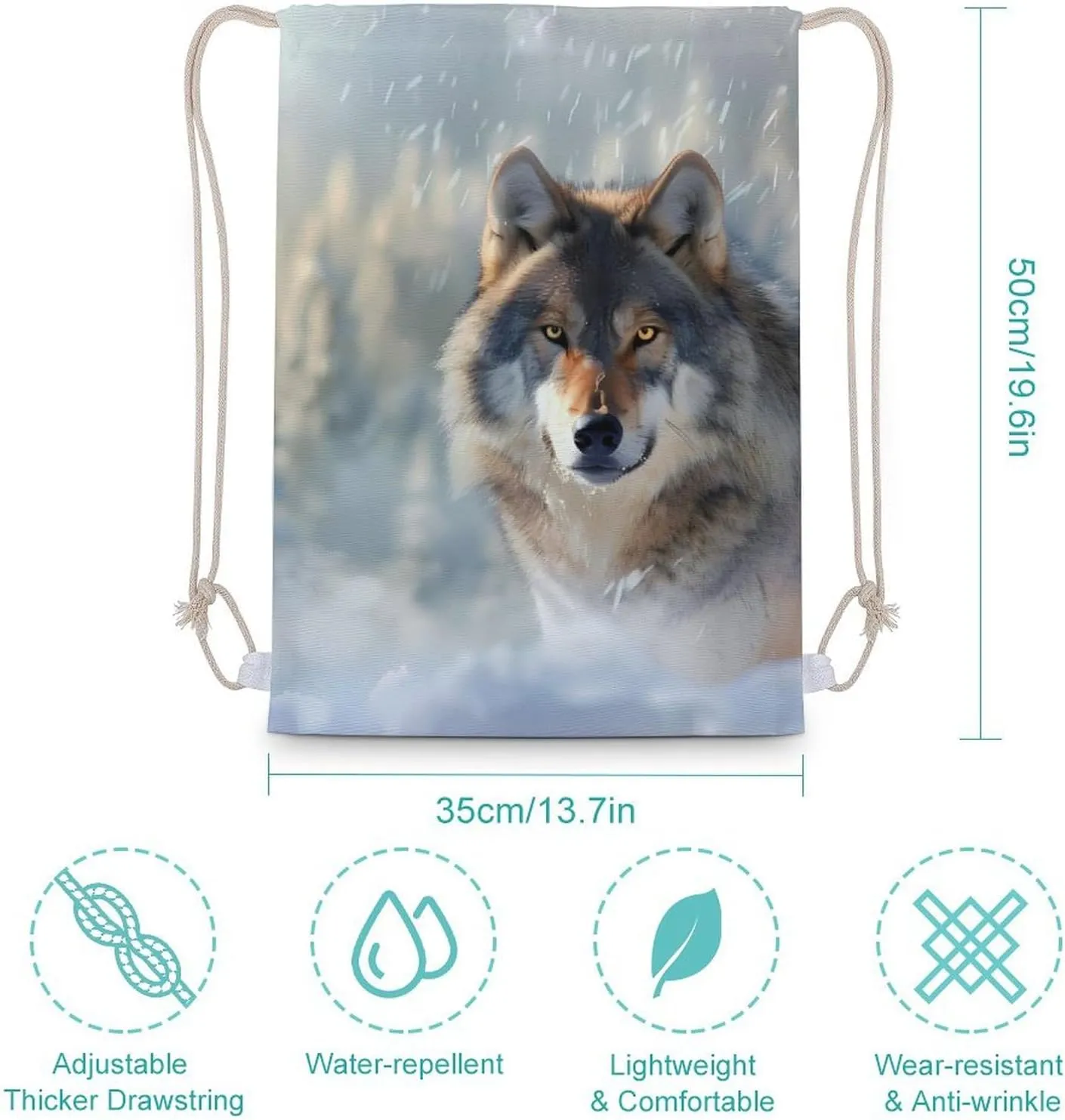 Wolf Forests Landscape Drawstring Backpack Travel String Shoulder Bag Canvas Sport Sackpack for Gym Shopping Yoga