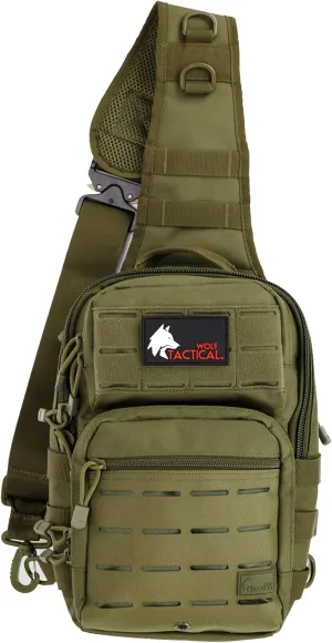 WOLF TACTICAL EDC Sling Bag - Concealed Carry Shoulder Bag for Range, Travel, Hiking, Outdoor Sports (Green)