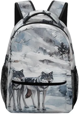 Wolf Wolves By The Stream Travel Backpack Simple Daypack Waterproof Hiking Picnic Laptop Gym Bag