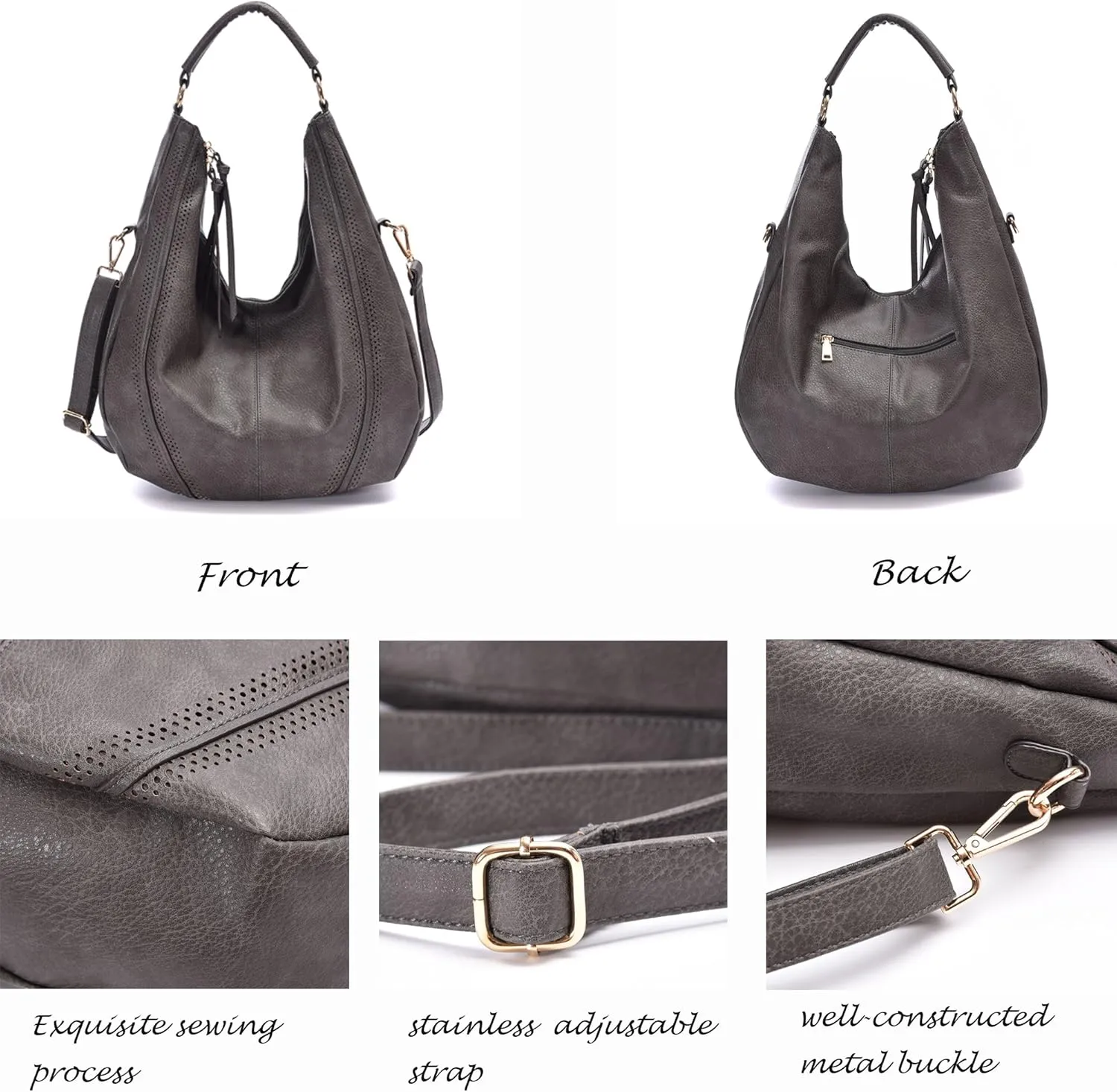 Women Hobo Bags Oversized Leather Handbags PU Crossbody Shoulder Totes Winter Stylish Purses