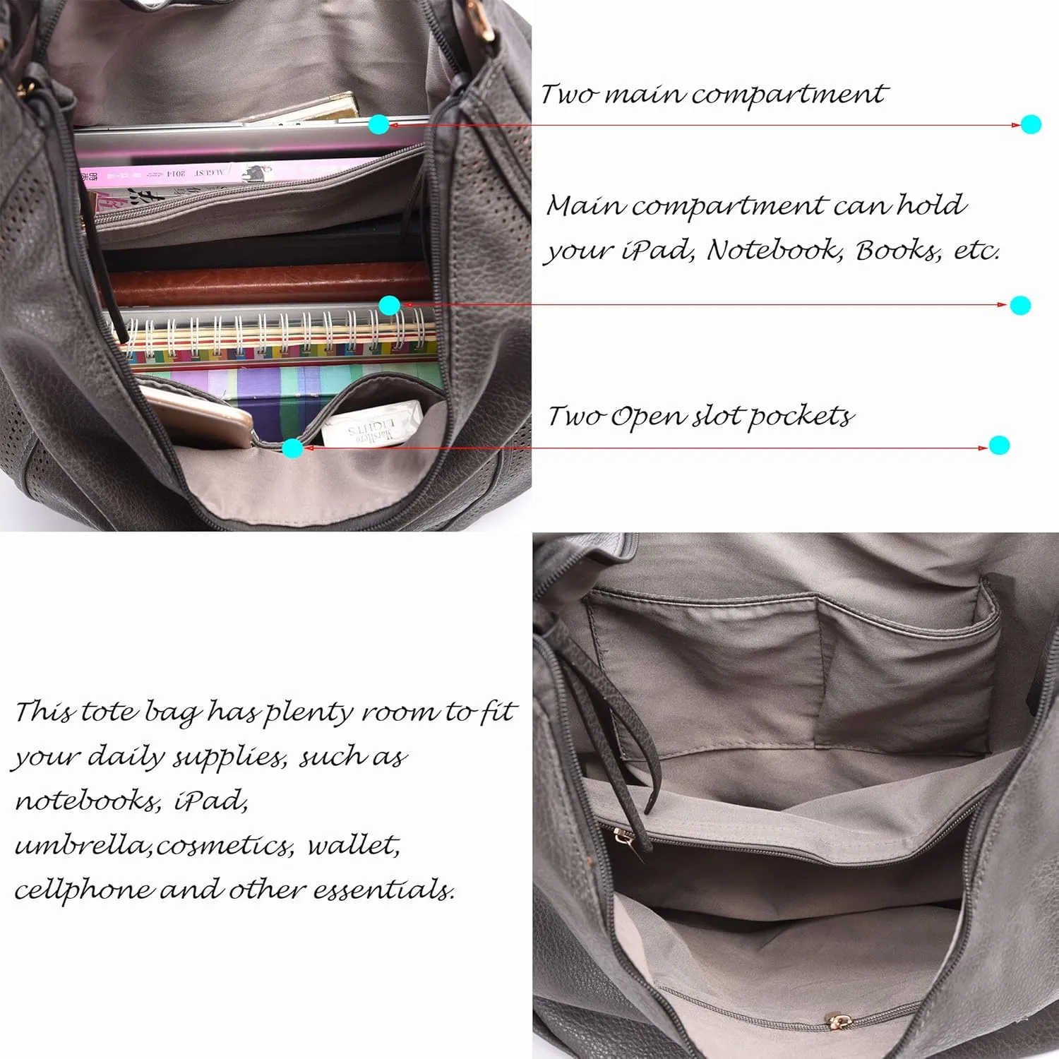Women Hobo Bags Oversized Leather Handbags PU Crossbody Shoulder Totes Winter Stylish Purses