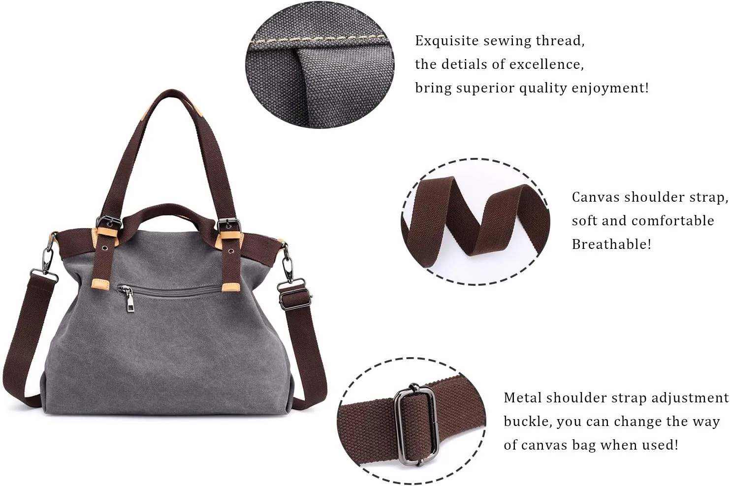 Women Hobo Handbags Canvas Casual Vintage Shoulder bag Daily Purse Tote Crossbody Shopper Bag