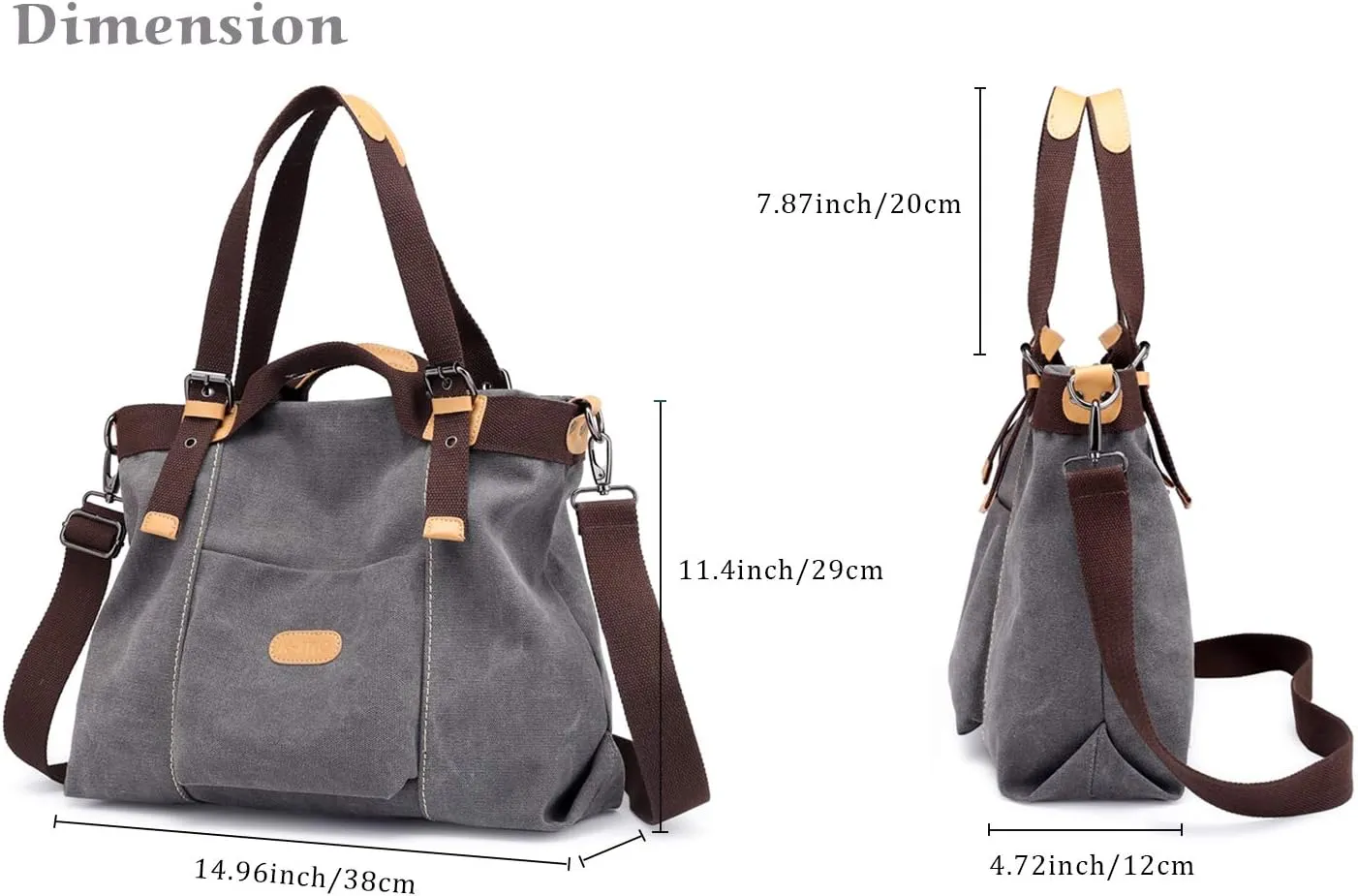 Women Hobo Handbags Canvas Casual Vintage Shoulder bag Daily Purse Tote Crossbody Shopper Bag