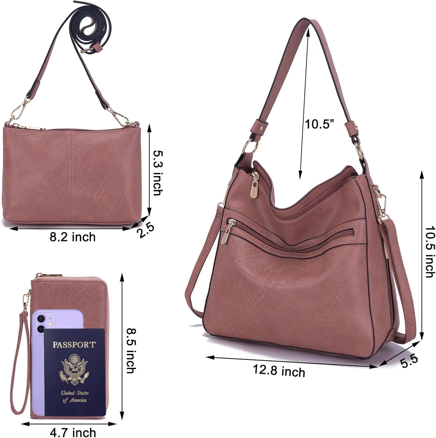 Women Large Crossbody Bags Ladies Satchel Shoulder Handbags Purse and Wallet Set for Women Totes Hobo Purses