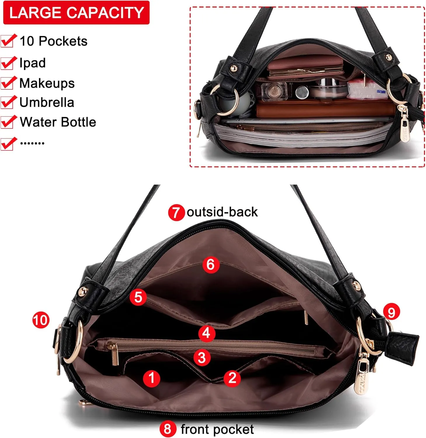 Women Large Crossbody Bags Ladies Satchel Shoulder Handbags Purse and Wallet Set for Women Totes Hobo Purses