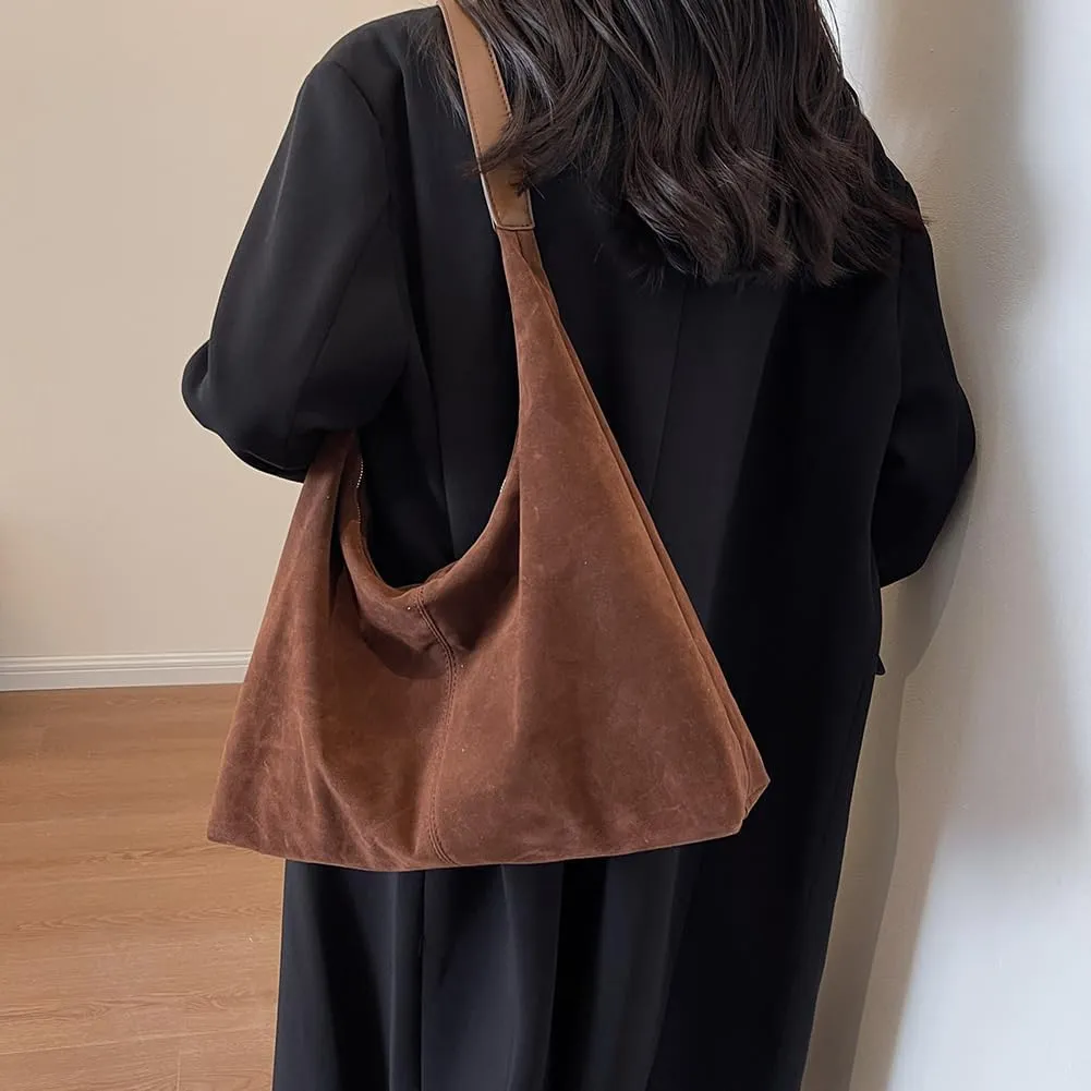 Women Leather Shoulder Bag Versatile Hobo Bag and Clutch Casual 2pcs Shoulder Bag and Handbag Set Satchel Hobo Bag