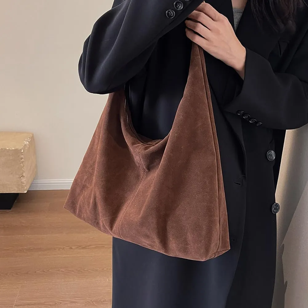 Women Leather Shoulder Bag Versatile Hobo Bag and Clutch Casual 2pcs Shoulder Bag and Handbag Set Satchel Hobo Bag