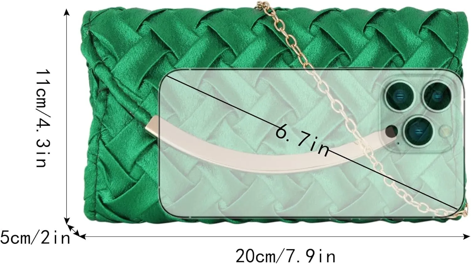 Women Shoulder Bag Braided Evening Purse Polyester Fabric Envelope Clutch Crossbody Handbag Elegant Chain Wedding