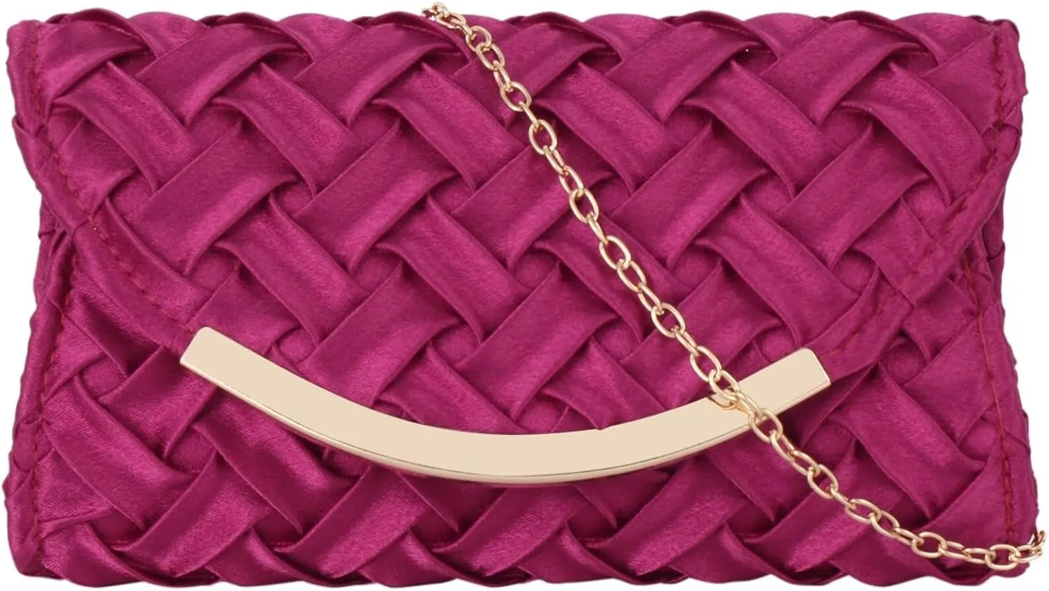 Women Shoulder Bag Braided Evening Purse Polyester Fabric Envelope Clutch Crossbody Handbag Elegant Chain Wedding
