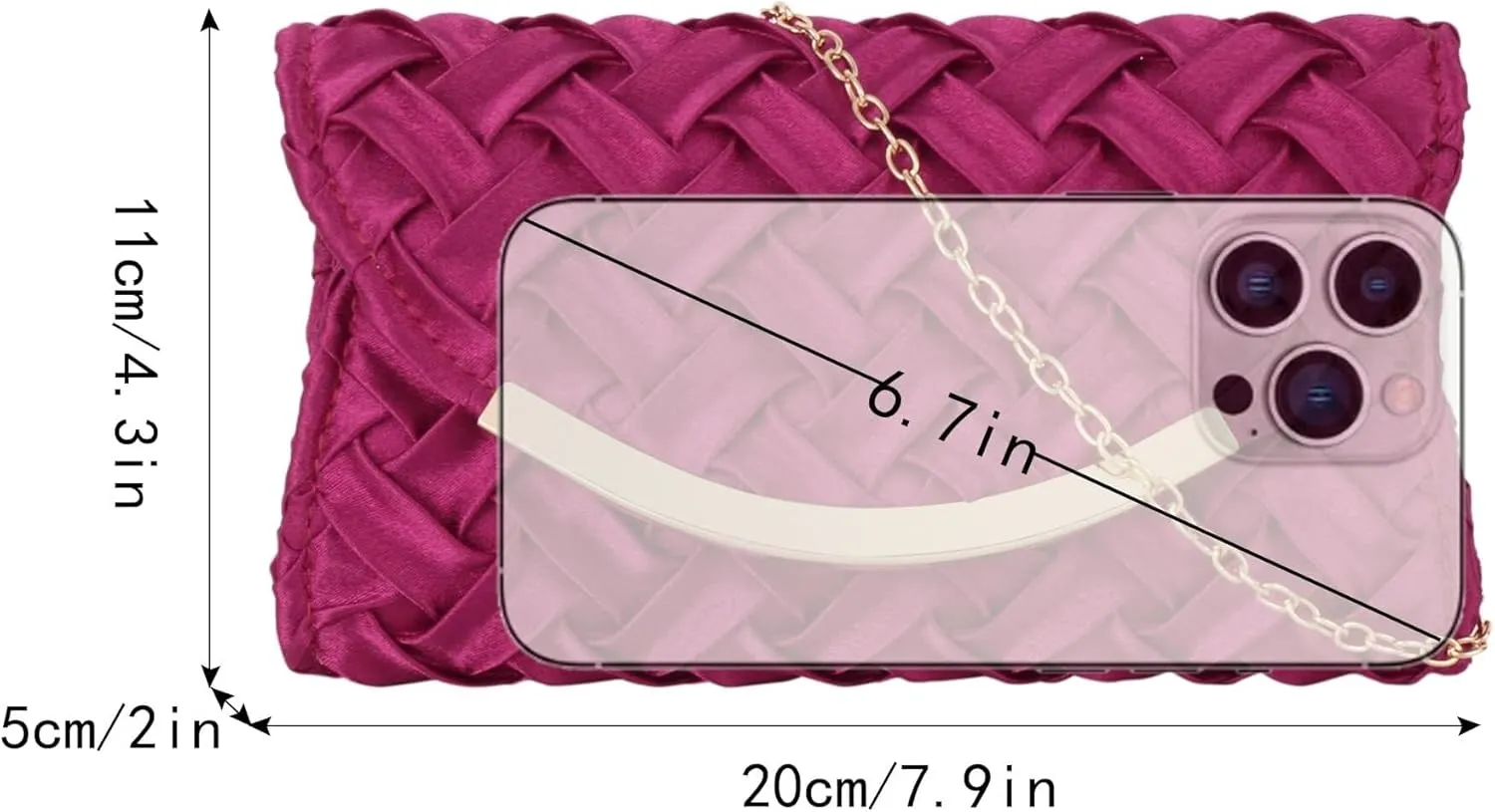 Women Shoulder Bag Braided Evening Purse Polyester Fabric Envelope Clutch Crossbody Handbag Elegant Chain Wedding