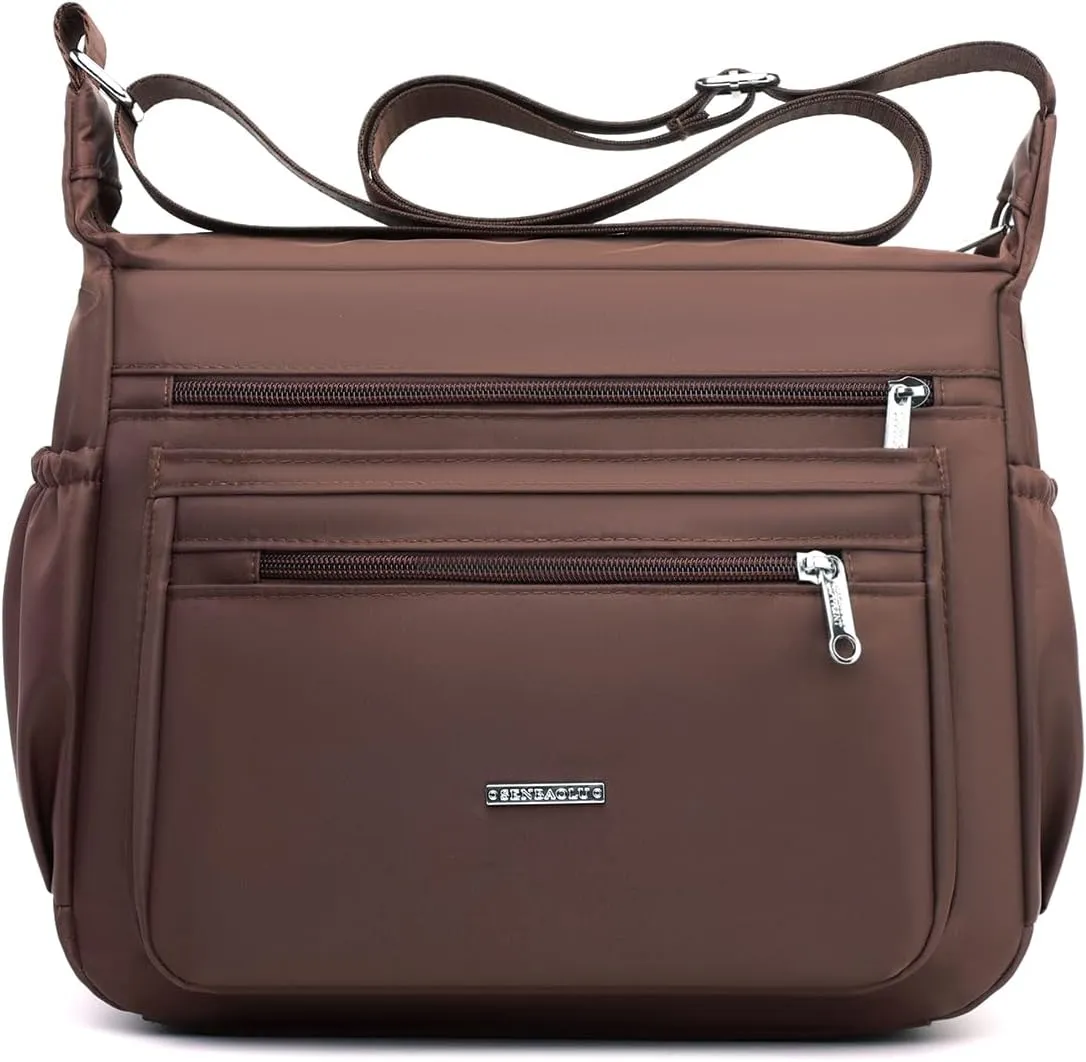 Women Shoulder Handbag Crossbody Bag Nylon Waterproof Roomy Multiple Pockets Bag Tote Top Handle Satchel