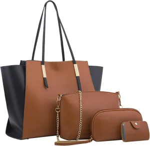 Women Shoulder Handbag Roomy Multiple Pockets Bag Ladies Shoulder Purse Fashion Tote Top Handle (Brown, One Size)