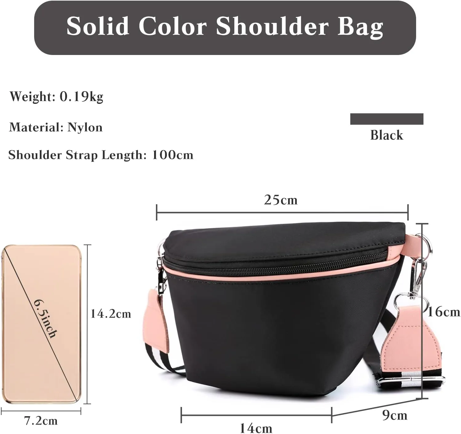 Women Shoulder Sling Bag Nylon Chest Purses Waterproof Lightweight Crossbody Bag