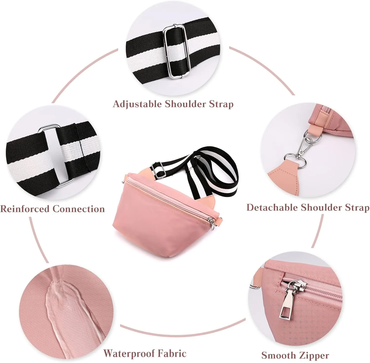 Women Shoulder Sling Bag Nylon Chest Purses Waterproof Lightweight Crossbody Bag
