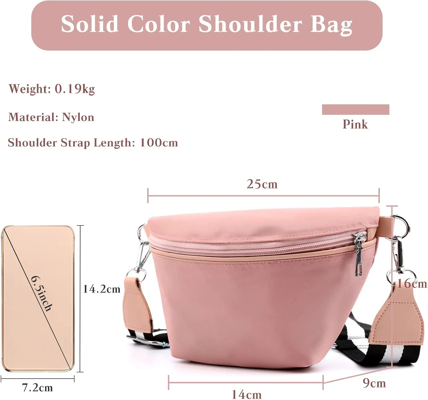 Women Shoulder Sling Bag Nylon Chest Purses Waterproof Lightweight Crossbody Bag
