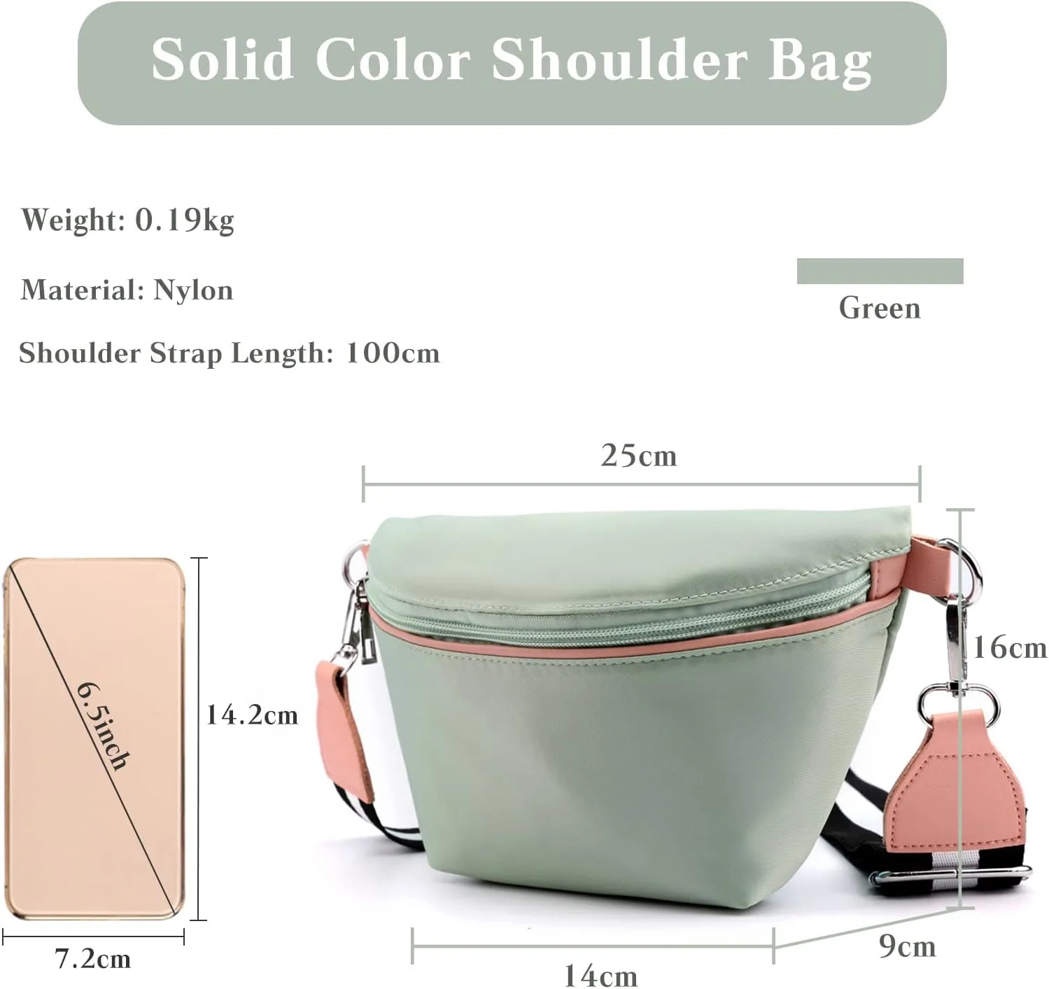 Women Shoulder Sling Bag Nylon Chest Purses Waterproof Lightweight Crossbody Bag