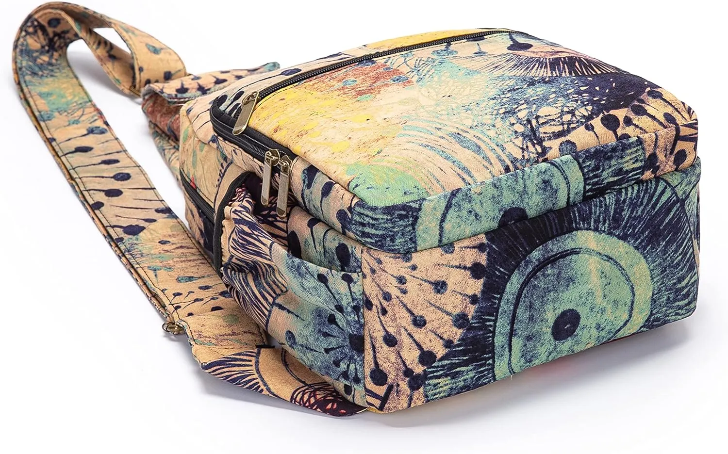Women sling bag Elephant canvas large boho backpacks bohemian Crossbody Bag (purple yellow)