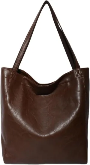 Women Slouchy Tote Large Capacity Shoulder Purses Retro PU Leather Handbag Tote Bags Travel Purse Shopper Weekender Bag