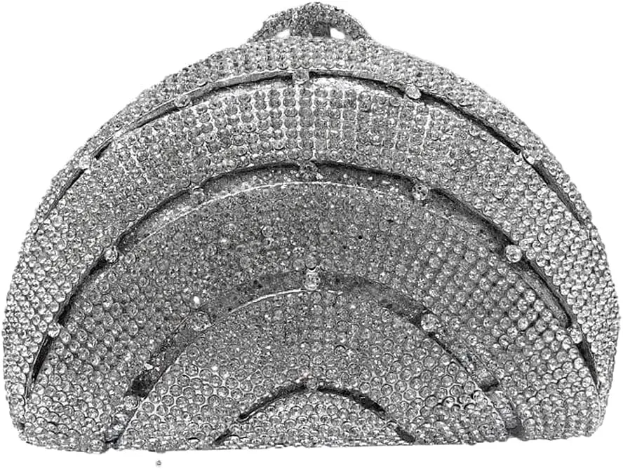 Women Stylish Rainbow Evening Purse Luxury Crystal Clutch Bag Glitter Full Diamond Handbag for Wedding Party
